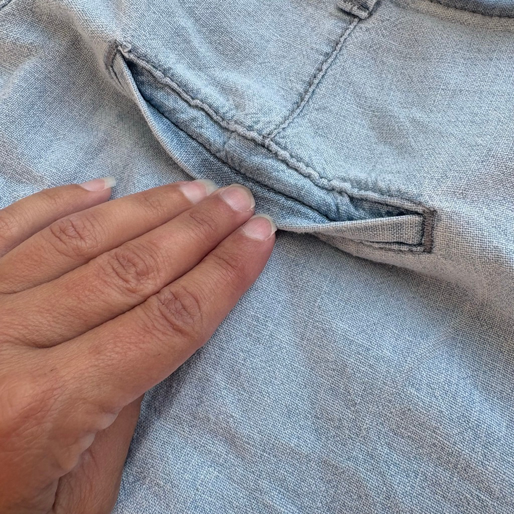Women's Abercrombie & Fitch linen Light Blue High Waist Shorts S - Picture 6 of 13